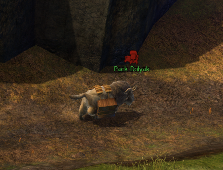 A WvW dolyak caravan carrying supply between objectives
